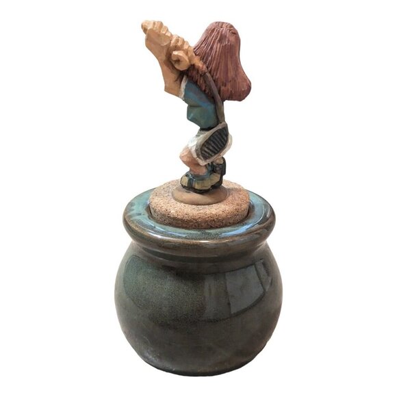 Jar With Cork Lid Tumbleweed Pottery Green Fees Teal USA Handcrafted Golf Golfer - Picture 3 of 16